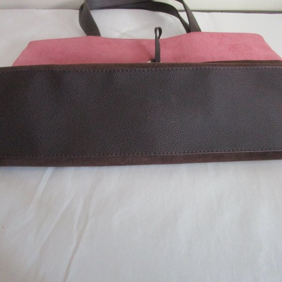 Estee Lauder Faux Suede Pink and Brown Tote Bag - Picture 8 of 15